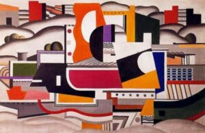 Abstract art suggesting indusrialization and containment