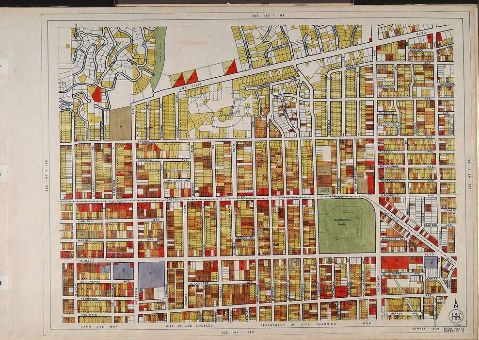 Land use survey map for the City of Los Angeles, book 6 (Hollywood District to Boyle Heights District), sheet 22 Photo Credit: The Huntington Library