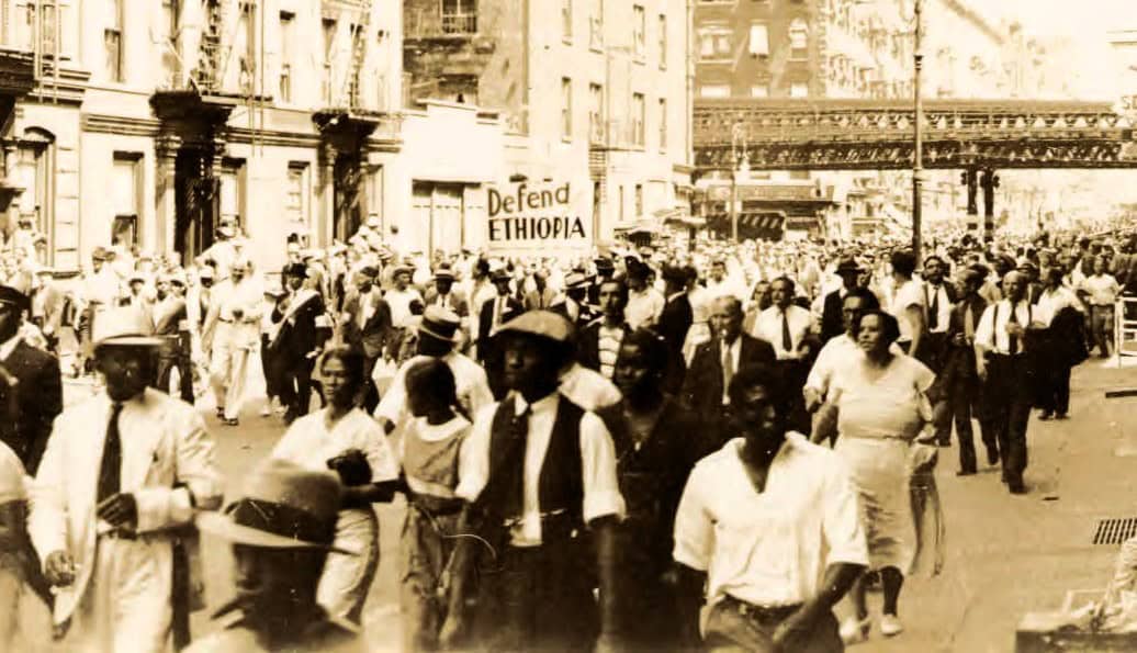Hands Off Ethiopia!’ Is Demand of 100,000 in Harlem Rally’ by Cyril V. Briggs from The Daily Worker. Vol. 12 No. 186. August 5, 1935. Via: Revolution Newstand