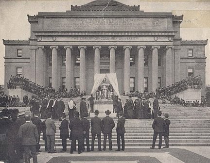 The unveiling of Alma Mater, a statue at Columbia University, October 8, 1903. Photo Credit: T. C. Muller.