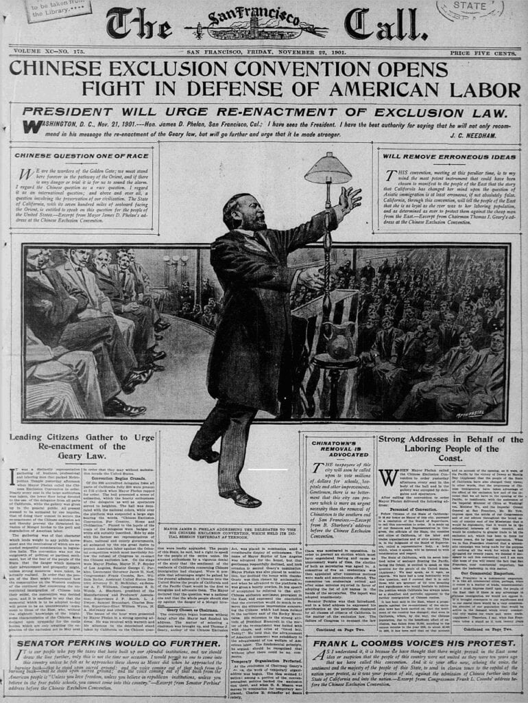 Front page of The San Francisco Call -November 20th 1911, Chinese Exclusion Convention
