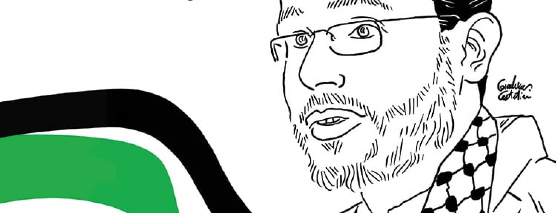 An illustration of Refaat Alareer (1979–2023), a Palestinian professor, writer, and poet from Gaza.