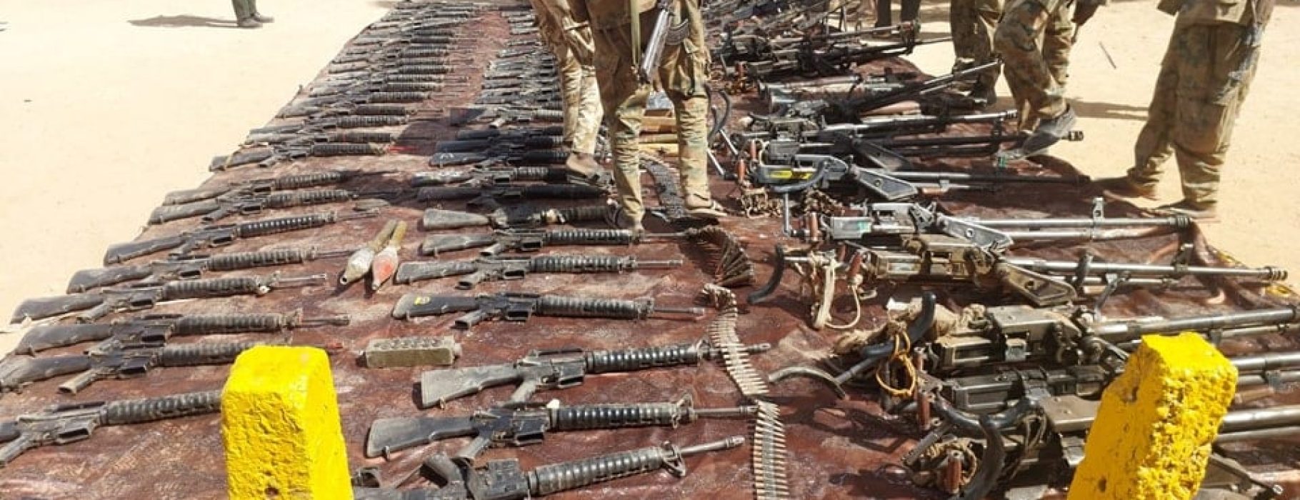 240318-KHARTOUM-NORTH-Army-soldiers-show-weapons-seized-from-the-RSF-paramilitaries-in-El-Kadaro-Photo-SAF-FB-page Sudanese army soldiers show weapons allegedly seized from the RSF paramilitaries in Khartoum North, March 18, 2024. Photo Credit: SAF Facebook Page