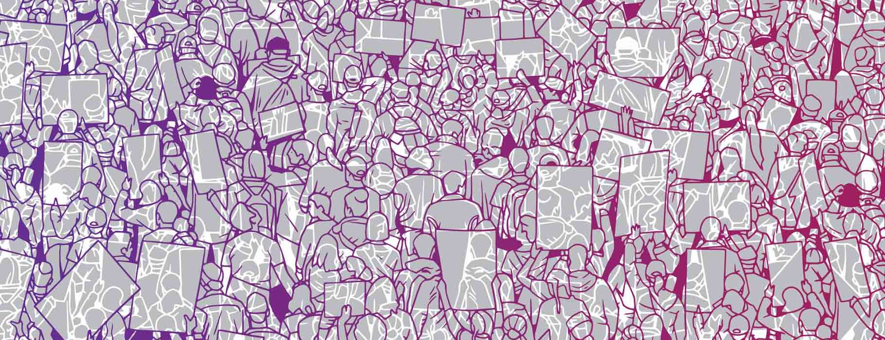 Line Art Illustration of a Mass Protest