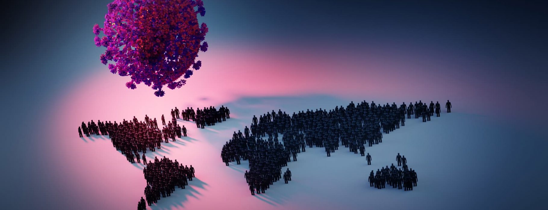 Visual rendering of COVID-19 and a world map