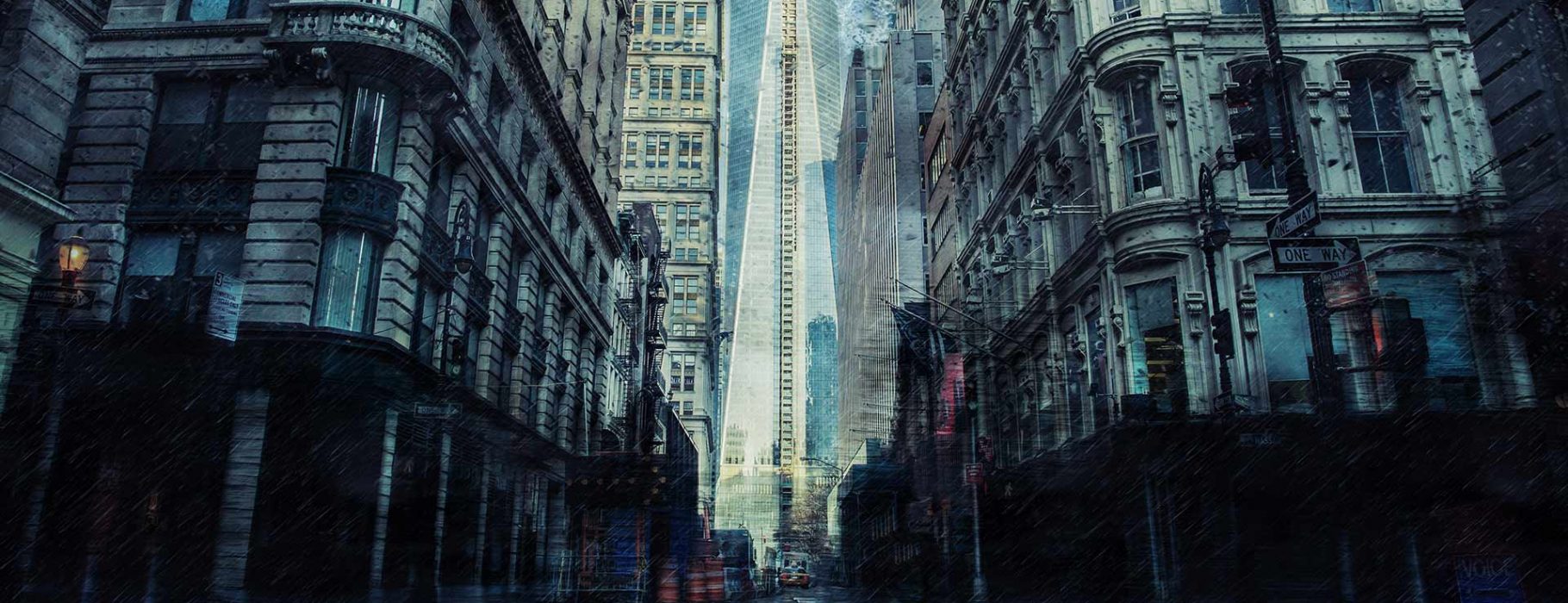 An empty street in lower Manhattan