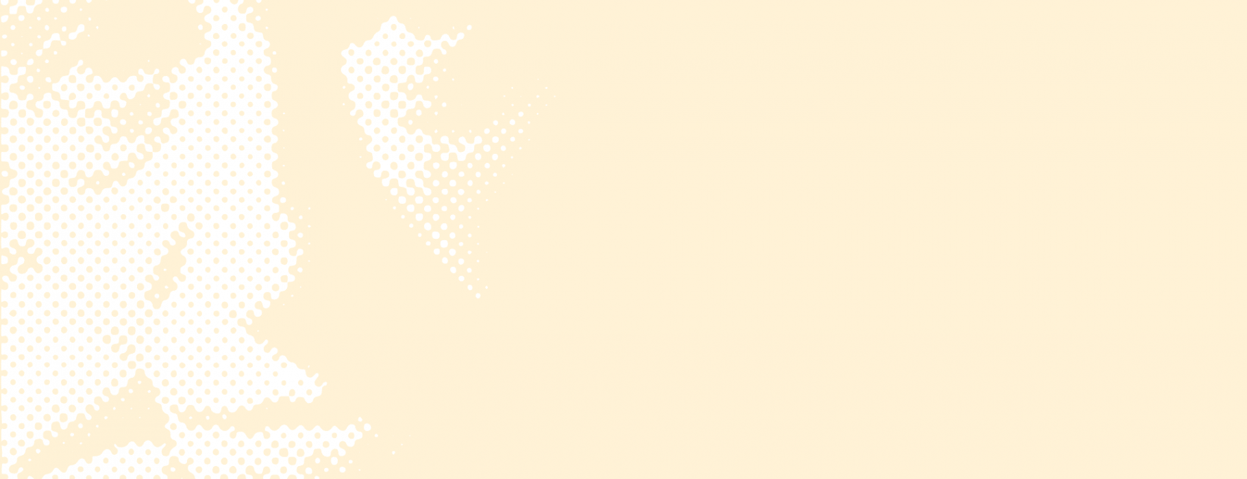 A portrait of Lukas in a halftone-dot style, with white dots on a yellow-cream background.