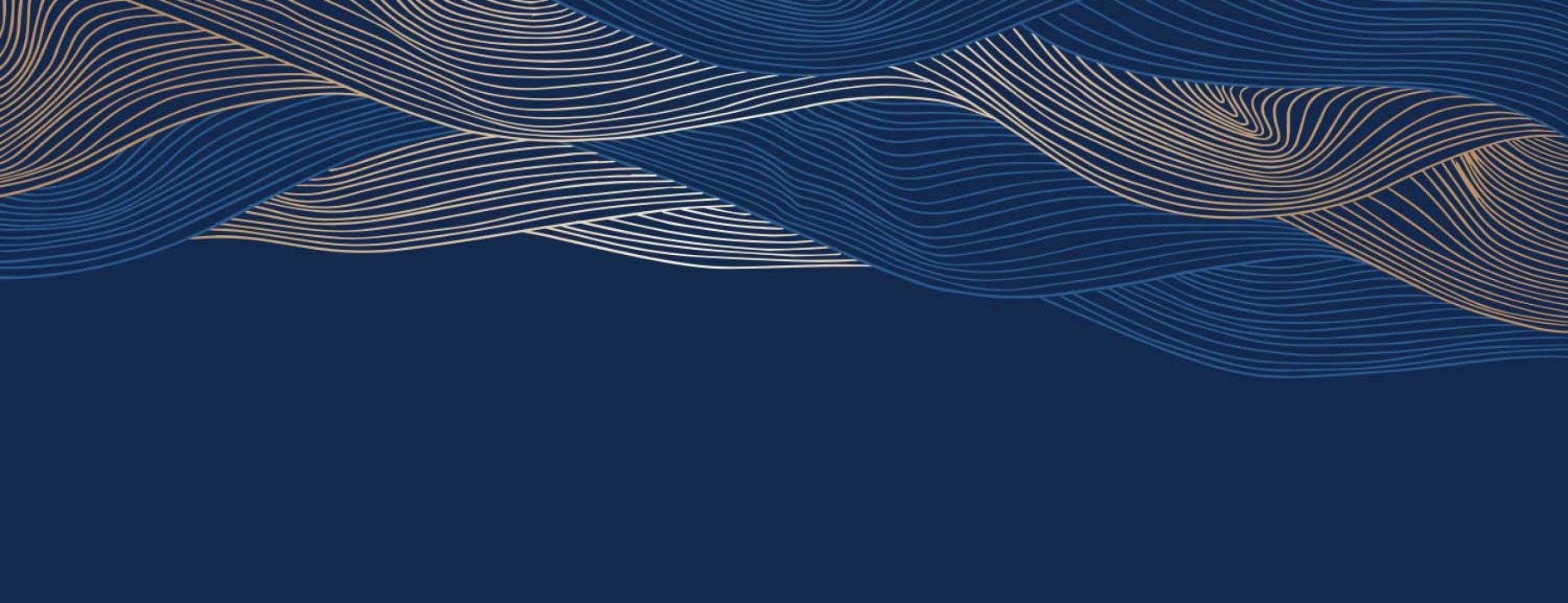 abstract blue and white waves illustrated with many clustered lines on a dark blue background